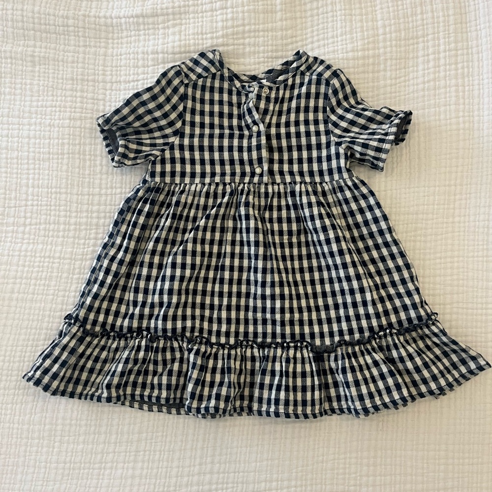 Zara Classic Navy and White Gingham Kids Dress, Size 3-4